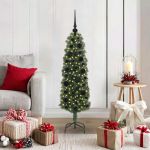 Brad de Crăciun artificial with LEDs Verde 120 cm PVC GartenMobel Dekor