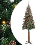 Brad de Crăciun subțire cu 300 LED Verde și alb 180 cm GartenMobel Dekor