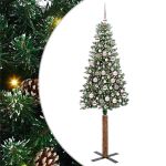 Brad de Crăciun subțire cu 300 LED Verde și alb 180 cm GartenMobel Dekor