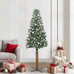 Brad de Crăciun subțire cu 300 LED Verde și alb 210 cm GartenMobel Dekor