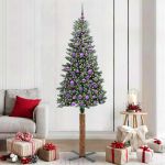 Brad de Crăciun subțire cu 300 LED Verde și alb 210 cm GartenMobel Dekor
