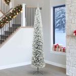 Brad de Crăciun artificial Verde și alb 270 cm PVC GartenMobel Dekor