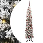 Brad de Crăciun artificial with LEDs Verde și alb 180 cm PVC GartenMobel Dekor