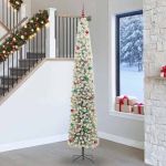 Brad de Crăciun artificial with LEDs Verde și alb 270 cm PVC GartenMobel Dekor