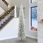 Brad de Crăciun artificial with LEDs Verde și alb 300 cm PVC GartenMobel Dekor