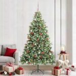 Brad de Crăciun artificial Verde 240 cm PVC și Metal GartenMobel Dekor