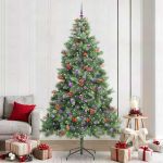 Brad de Crăciun artificial Verde 240 cm PVC și Metal GartenMobel Dekor