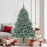 Brad de Crăciun artificial cu 300 LED Verde 126 x 126 x 180 cm GartenMobel Dekor