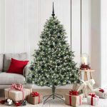 Brad de Crăciun artificial cu 300 LED Verde 126 x 126 x 180 cm GartenMobel Dekor