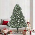 Brad de Crăciun artificial cu 300 LED Verde 140 x 140 x 210 cm GartenMobel Dekor