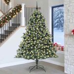 Brad de Crăciun artificial cu 300 LED Verde 160 x 160 x 240 cm GartenMobel Dekor