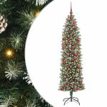 Copac Artificial Slăb de Crăciun cu 300 LED Verde și alb 180 cm GartenMobel Dekor