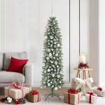 Copac Artificial Slăb de Crăciun cu 300 LED Verde și alb 180 cm GartenMobel Dekor
