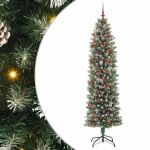 Copac Artificial Slăb de Crăciun cu 300 LED Verde și alb 210 cm GartenMobel Dekor