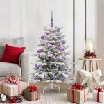 Brad de Crăciun artificial cu ramuri articulare Alb 120 cm GartenMobel Dekor