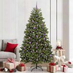 Brad de Crăciun artificial Verde 210 cm PVC și Metal GartenMobel Dekor