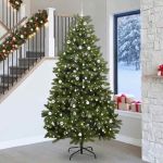 Brad de Crăciun artificial Verde 270 cm PVC și Metal GartenMobel Dekor