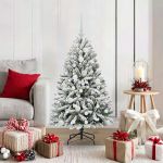 Brad de Crăciun artificial Verde și alb 120 cm PVC și Metal GartenMobel Dekor