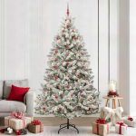 Brad de Crăciun artificial Verde și alb 240 cm PVC și Metal GartenMobel Dekor