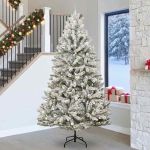 Brad de Crăciun artificial Verde și alb 270 cm PVC și Metal GartenMobel Dekor