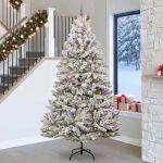 Brad de Crăciun artificial Verde și alb 270 cm PVC și Metal GartenMobel Dekor