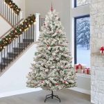 Brad de Crăciun artificial Verde și alb 300 cm PVC și Metal GartenMobel Dekor