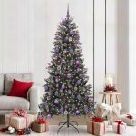 Brad de Crăciun artificial cu 300 LED Verde 114 x 114 x 210 cm GartenMobel Dekor