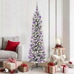 Brad de Crăciun artificial cu 300 LED Verde și alb 180 cm GartenMobel Dekor