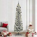 Brad de Crăciun artificial cu 300 LED Verde și alb 240 cm GartenMobel Dekor