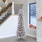 Brad de Crăciun artificial cu 300 LED Verde și alb 240 cm GartenMobel Dekor
