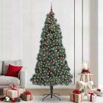 Brad artificial pre-luminat de Crăciun cu set de globuri 240 cm GartenMobel Dekor