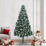 Brad de Crăciun artificial Verde 240 cm PVC și Oțel și Plastic GartenMobel Dekor