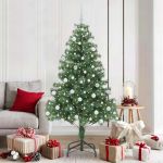 Brad de Crăciun cu 300 LED cu suport Verde 180 cm PVC GartenMobel Dekor