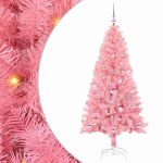 Brad de Crăciun cu 150 LED cu suport Roz 150 cm PVC GartenMobel Dekor