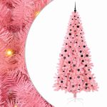 Brad de Crăciun cu 300 LED cu suport Roz 240 cm PVC GartenMobel Dekor