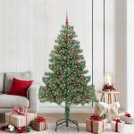 Brad de Crăciun cu 300 LED cu suport Verde 210 cm PVC GartenMobel Dekor