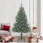 Brad de Crăciun cu 300 LED cu suport Verde 210 cm PVC GartenMobel Dekor