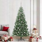 Brad de Crăciun cu 300 LED cu suport Verde 240 cm PVC GartenMobel Dekor