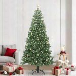 Brad de Crăciun cu 300 LED cu suport Verde 240 cm PVC GartenMobel Dekor