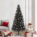 Brad de Crăciun cu 300 LED cu suport Negru 210 cm PVC GartenMobel Dekor