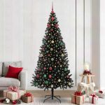 Brad de Crăciun cu 300 LED cu suport Negru 240 cm PVC GartenMobel Dekor