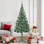Brad de Crăciun artificial cu 300 LED Verde 180 cm PVC și Oțel GartenMobel Dekor