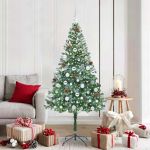 Brad de Crăciun artificial cu 300 LED Verde 180 cm PVC și Oțel GartenMobel Dekor
