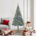 Brad de Crăciun artificial cu 300 LED Verde 180 cm PVC și Oțel GartenMobel Dekor