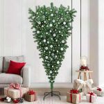Brad de Crăciun artificial pre-iluminat cu globuri, cu design cu susul în jos GartenMobel Dekor