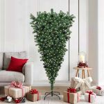 Brad de Crăciun artificial pre-iluminat cu set de bile, cu capul în jos GartenMobel Dekor