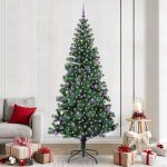Pom de Crăciun artificial pre-iluminat Verde 240cm PVC și Metal GartenMobel Dekor
