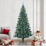 Pom de Crăciun artificial pre-iluminat Verde 240cm PVC și Metal GartenMobel Dekor