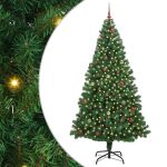 Brad de Crăciun artificial Verde 240 cm PVC și Oțel și Plastic GartenMobel Dekor