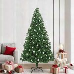 Brad de Crăciun artificial Verde 240 cm PVC și Oțel și Plastic GartenMobel Dekor
